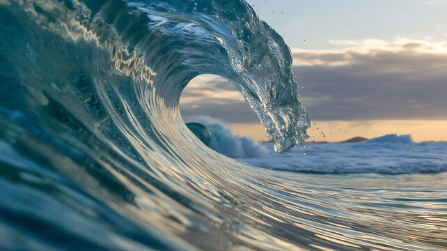 A Cinematic Close-up of a Breaking Surf Wave