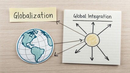 World Globalization Diagram with Arrows and Notes