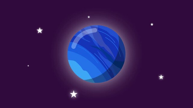 animated video of planet neptun rotating in the sky.mp4