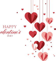 Valentine's day background with pink heart and typography of happy valentines day. Valentine holiday text design with rose color doodle heart for wallpaper, flyer, invitation, poster, banner
