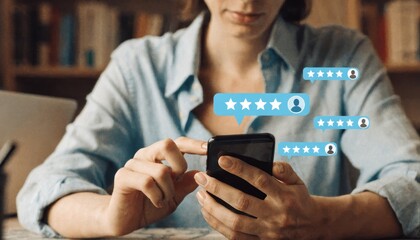 A young person holding a smartphone displays the screen concept of digital communication and business technology through a mobile finger touch