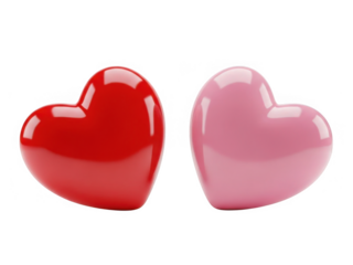 Two heart shaped objects isolated on transparent background