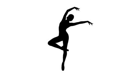 Graceful ballerina dancer silhouette performing an elegant pose, isolated white background, dynamic and artistic mood © Reza