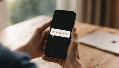 A businessman holding a wireless mobile phone with a blank screen display represents modern technology and smart internet connection for communication