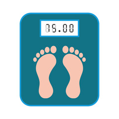 Feet on bathroom scales icon vector stock illustration