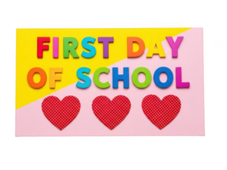First day of school celebration isolated on transparent background