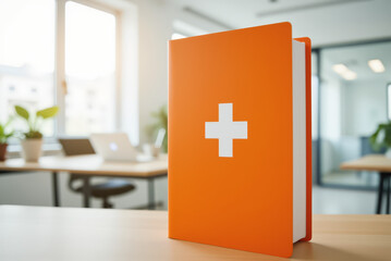Medical Chart Folder &ndash; Bright Orange Document with Healthcare Cross for Medical Records and Patient Information Management
