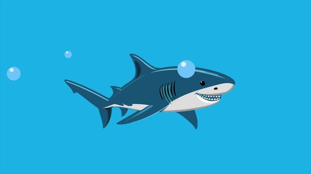 Animated video of goal shark in the sea. Sea animals concept. Full length animation illustration. High quality&nbsp;4k&nbsp;footage