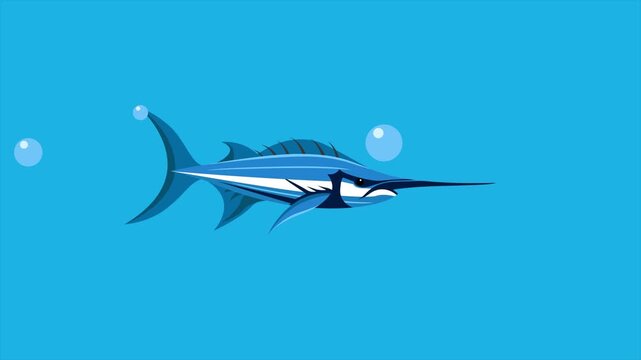 Animated video of goal swordfish in the sea. Sea animals concept. Full length animation illustration. High quality&nbsp;4k&nbsp;footage