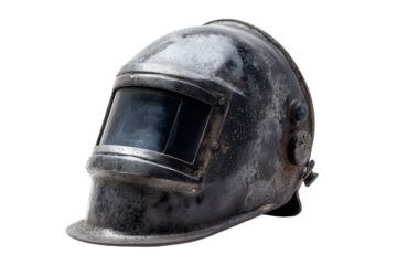 Vintage Industrial Welding Helmet with Glass Visor Rusty Texture