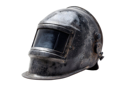 Vintage Industrial Welding Helmet with Glass Visor Rusty Texture