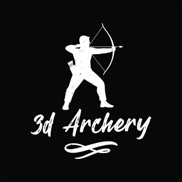 3D Archery Vintage T Shirt Design | Bow Hunter Vector With Typography