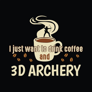 3D Archery And Coffee Vintage T Shirt Design | Archer Lifestyle Vector