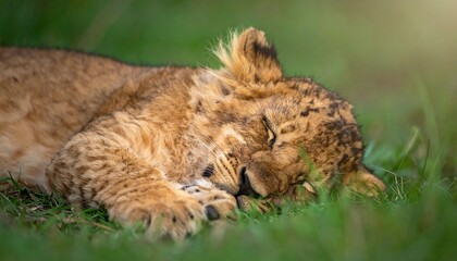 寝ているライオン