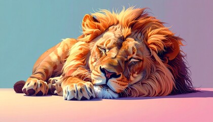 寝ているライオン