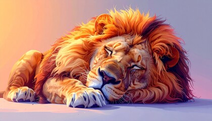 寝ているライオン