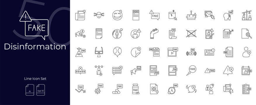 Disinformation Line Editable Icons set