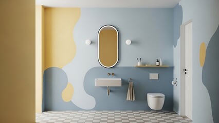 Memphis classic bathroom interior with a clean and minimalist approach