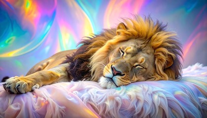 寝ているライオン