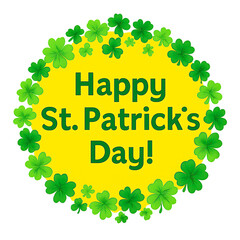 Happy st patrick s day sign with shamrocks isolated on transparent background