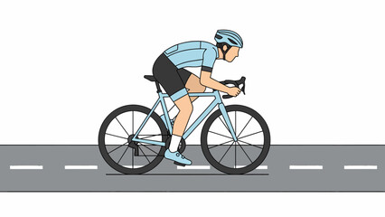 Obraz premium Full Side View of Professional Cyclist Training on Asphalt Road