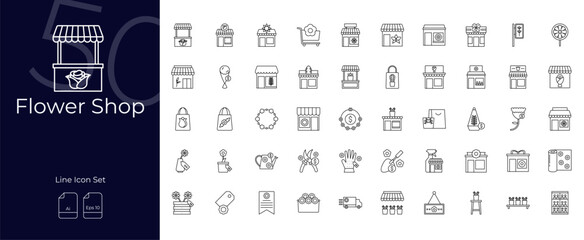 Flower Shop Line Editable Icons set © nadya bilqis