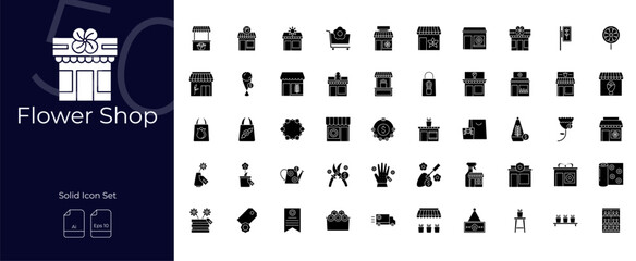 Flower Shop Solid Editable Icons set