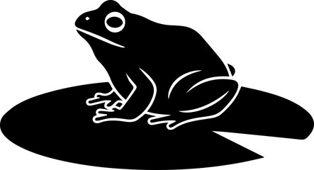 Elegant silhouette of a frog on a lily pad, perfect for nature-themed designs, creative branding, and minimalist projects