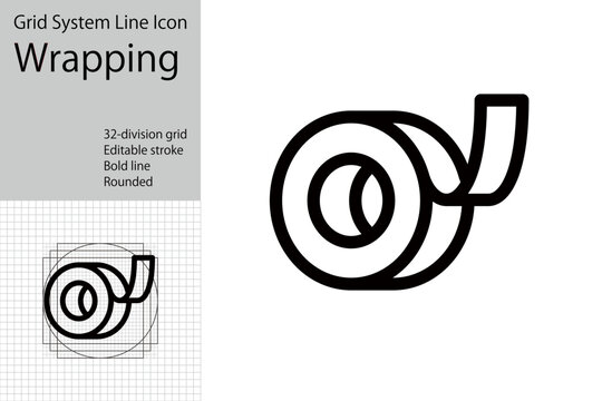 Icons representing tape and wrapping services, ribbon rolls