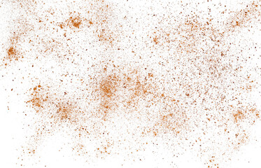 Pile cinnamon minced and planed flying, grated isolated on white background, clipping path