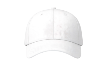 Blank white baseball cap front view isolated on grey background, mockup for branding