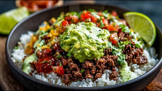 Beef Burrito Bowl With Guacamole