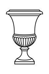 Classic decorative urn vector line art isolated on transparent background for architectural design
