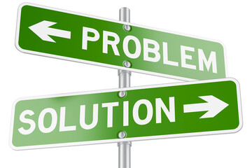 Problem or Solution. Opposite traffic sign, transparent background