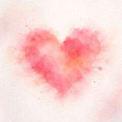Vibrant pink heart on soft white background with watercolor texture
