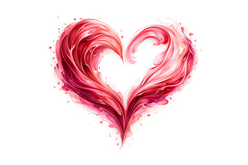 Vibrant red heart shape with swirling watercolor design
