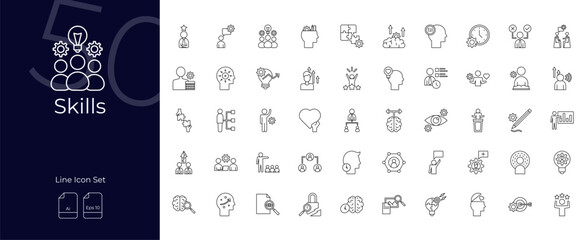 Skills Line Editable Icons set