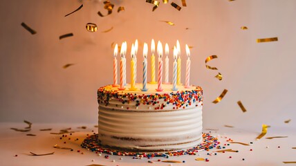 Birthday cake with candles celebration party concept