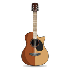 Obraz premium A brown acoustic guitar with cutaway, detailed strings, and a soundhole