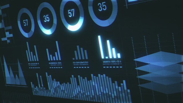 Business Stats Digital Glitch Background
Animation of a glitch technology textured business and market data analysis and reports, with infographics layout, bar stats, charts and diagrams