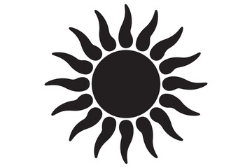 Minimal sun black silhouette on white background
