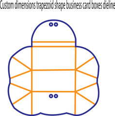 Custom Dimensions Trapezoid Shape Business Card Box Dieline Vector Template for Creative Stationery Packaging and Retail Gift Box Manufacturing Layout