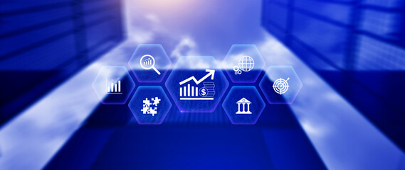 Finance Gdp growth strategy plan concept, finance and investment, Diversification management, Interest rate and dividend concept, returns tax profits