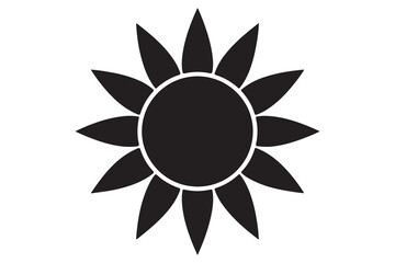 Fototapeta premium Minimal sun black silhouette on white background 