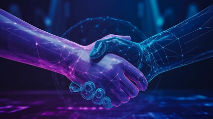 Digital handshake partnership technology trust concept illustration