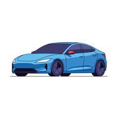 Fototapeta premium blue electric car modern vehicle sleek design.