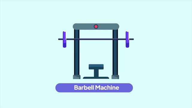 Animated video of goal barbell machine gym. Gym Property concept. Full length animation illustration. High quality&nbsp;4k&nbsp;footage