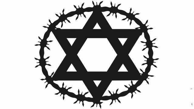 Star of David symbol with barbed wire circle