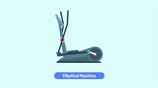 Animated video of goal elliptical machine gym. Gym Property concept. Full length animation illustration. High quality&nbsp;4k&nbsp;footage