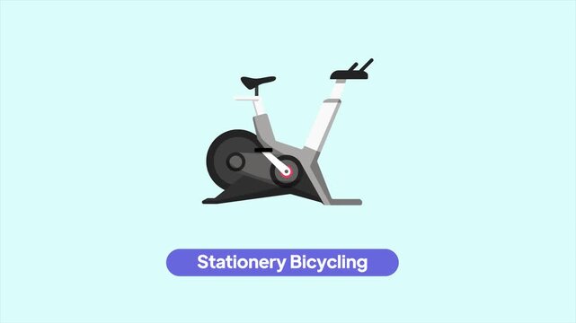 Animated video of goal stationary bicycling. Gym Property concept. Full length animation illustration. High quality&nbsp;4k&nbsp;footage